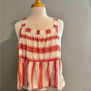 Loft Women’s Sparkly Red and White Striped Tank Top